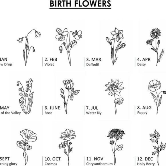 Silver Custom Birthstone Necklace Birth Flower Name Personalized Gift fo… - Picture 13 of 13